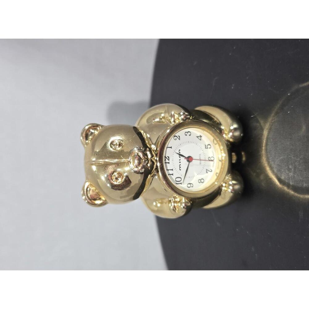 Milano Gold Tone Miniature Bear-Shaped Novelty Clock
